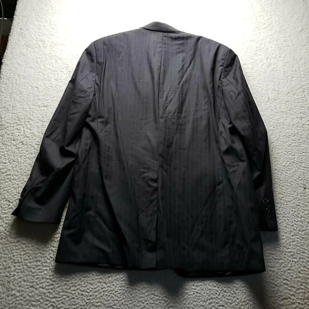 Lauren Ralph Lauren Suit Jacket Mens 46 Gray Pinstripe 2 Button Made In Canada